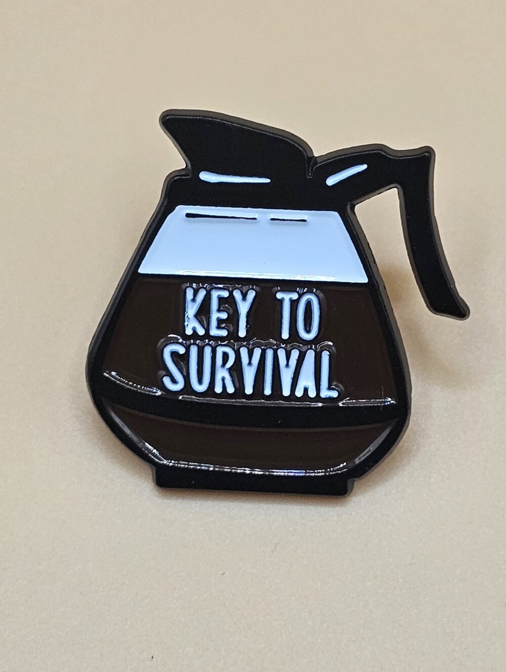 Coffee Carafe Enamel Pin - Black & White